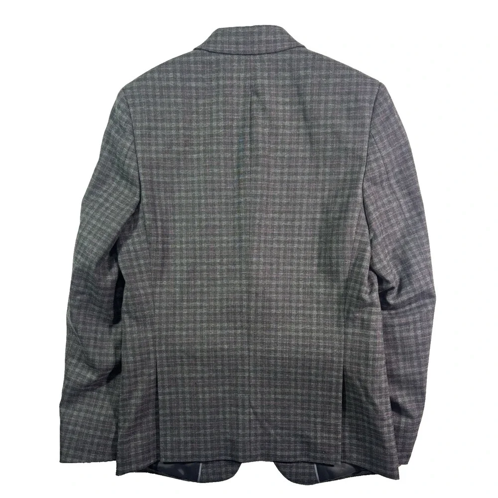 boys charcoal burgundy check Michael Kors blazer jacket sport suit coat 12‎ R